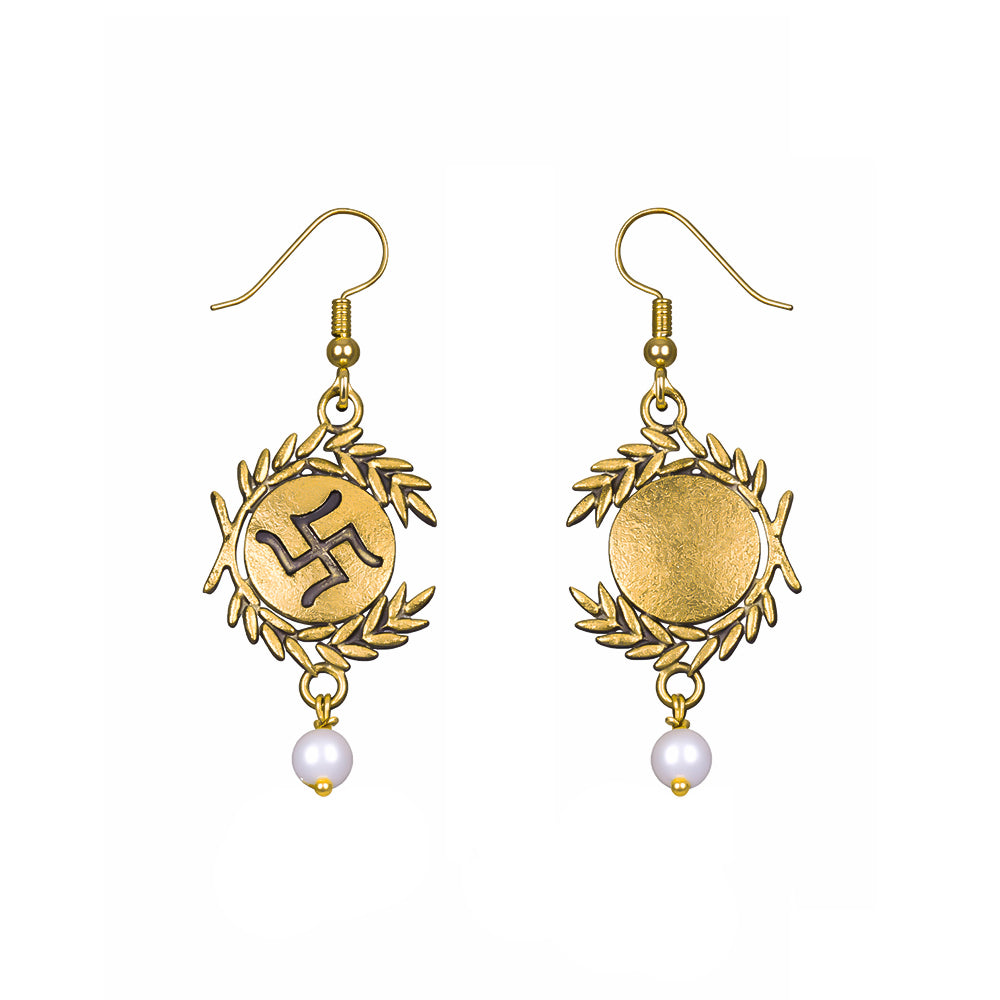 Pious Swastik dangler earrings