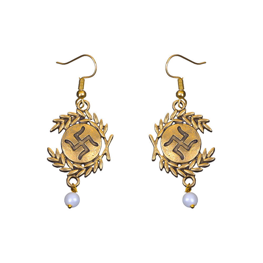 Pious Swastik dangler earrings