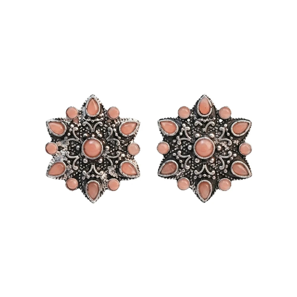 Carved Charm Dangler earrings (White) Hoot Hoot Dangler earrings (Light Orange) Combo set