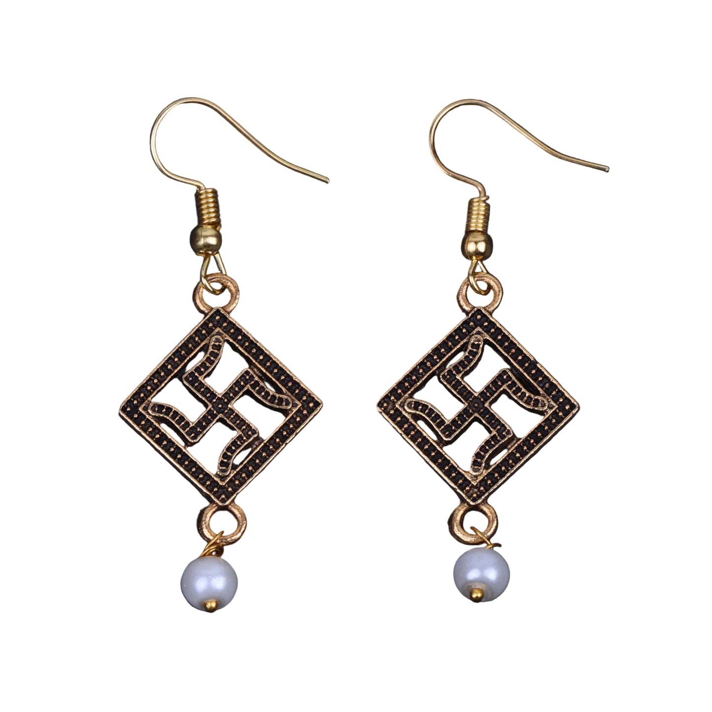 Swastik shaped dangler earrings