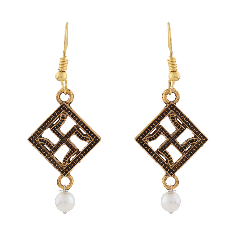 Swastik shaped dangler earrings