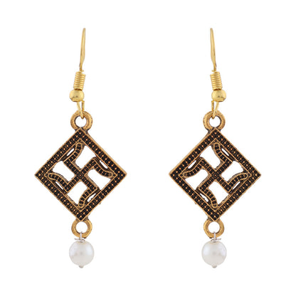 Swastik shaped dangler earrings