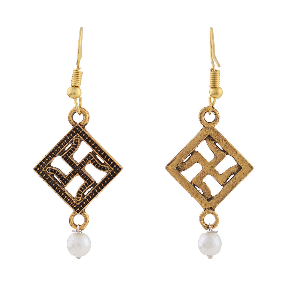 Swastik shaped dangler earrings