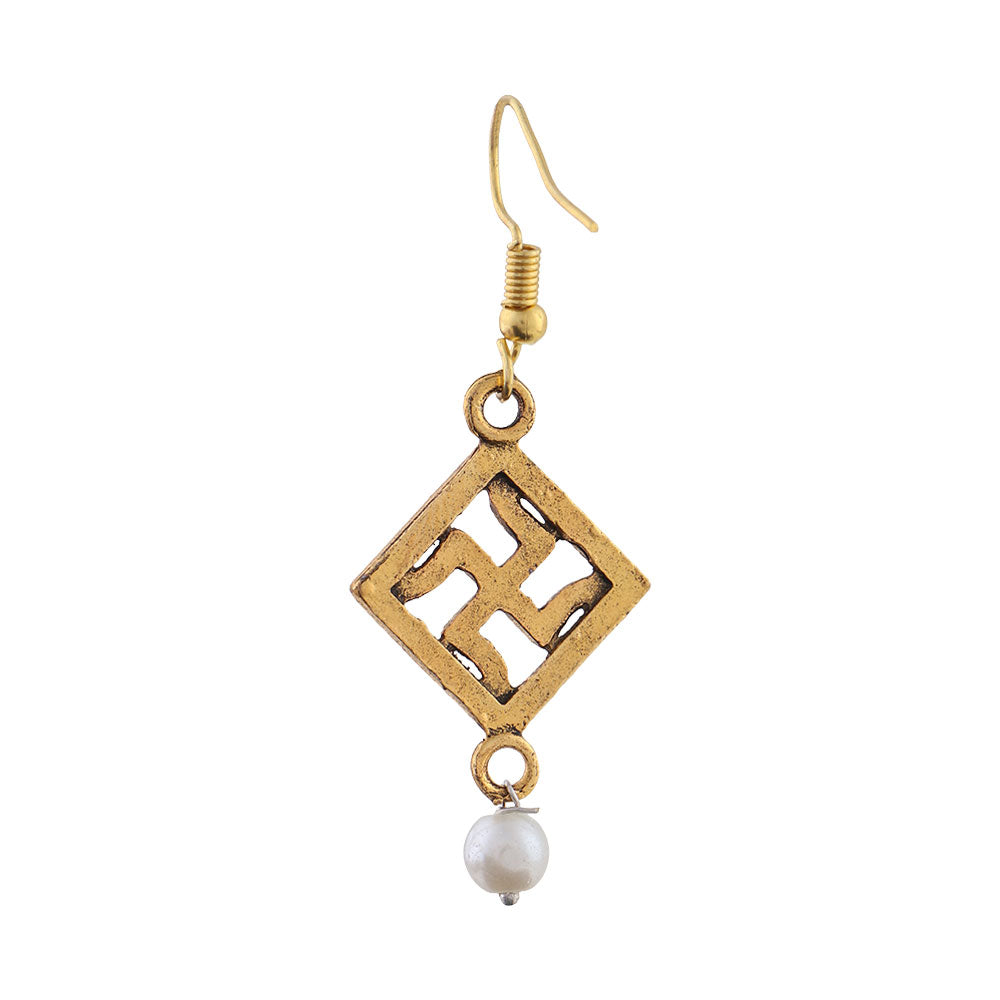 Swastik shaped dangler earrings