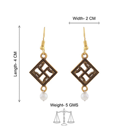 Swastik shaped dangler earrings