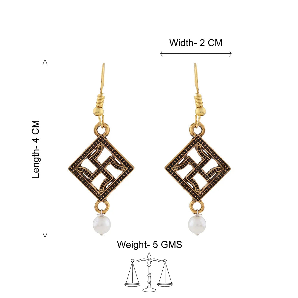 Kalash Kamal earring (Light Orange) Swastik shaped dangler earrings Combo set