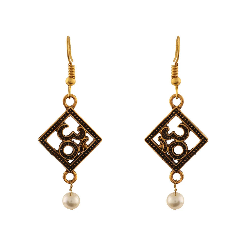 Royal Triple Bell Layered Jhumka Earring (Black) Eternal om dangler earrings Combo set