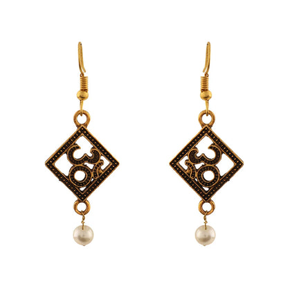 Carved Charm Dangler earrings (White) Eternal om dangler earrings Combo set