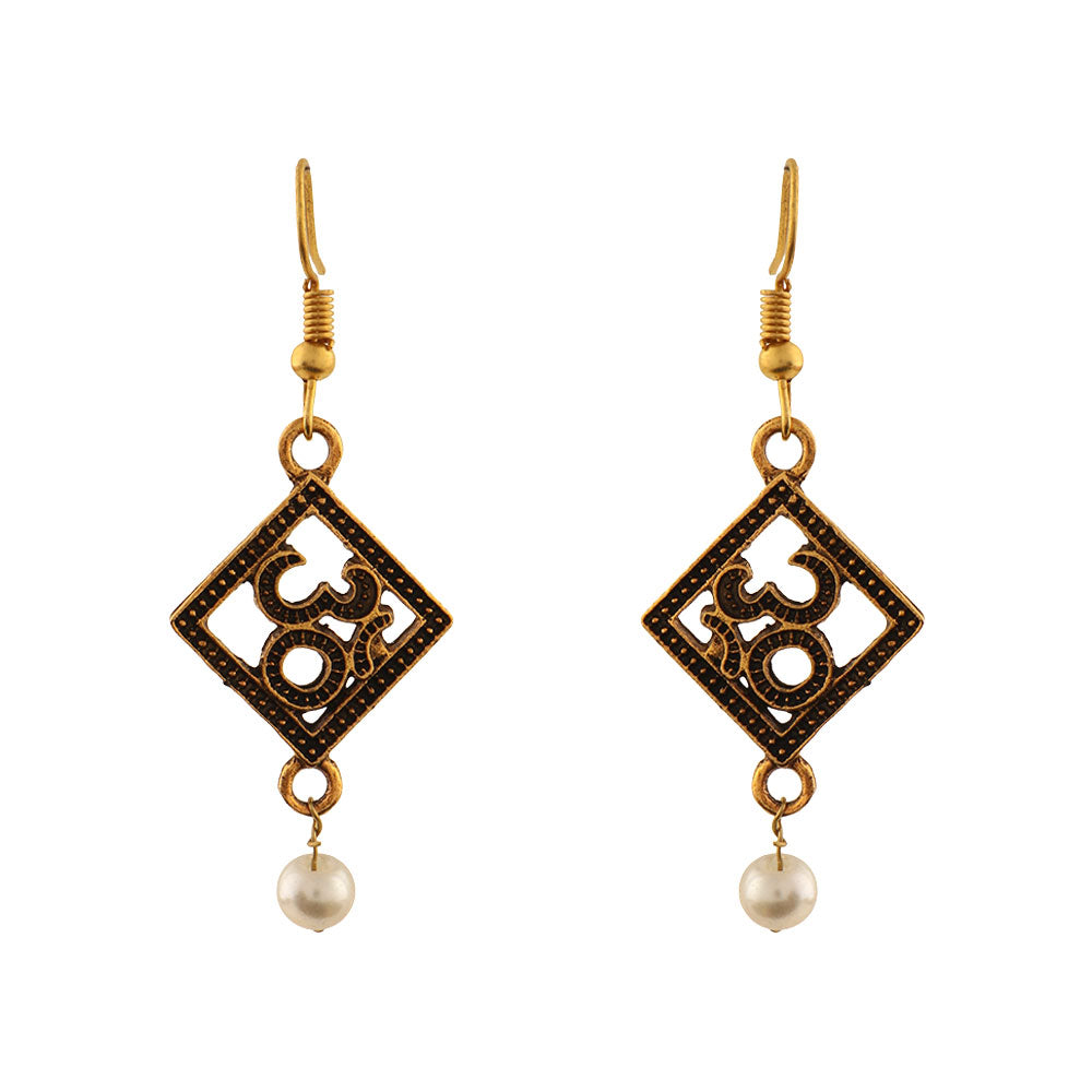 Leaf Cascade jhumki earrings (Red) Eternal om dangler earrings Combo set