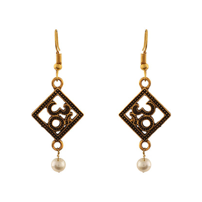 Leaf Cascade jhumki earrings (Red) Eternal om dangler earrings Combo set