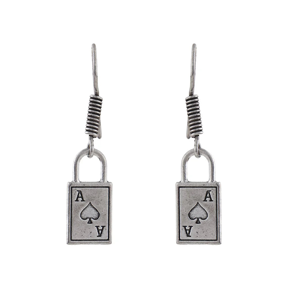 Carved Charm Dangler earrings (White) The Vault dangler earrings (Silver) Combo set