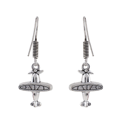 Leaf Cascade jhumki earrings (Red) Skyward Grace dangler earrings (Silver) Combo set