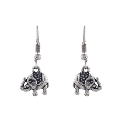 Royal Triple Bell Layered Jhumka Earring (Dark Maroon) Trunk Tales dangler earrings (Silver) Combo set
