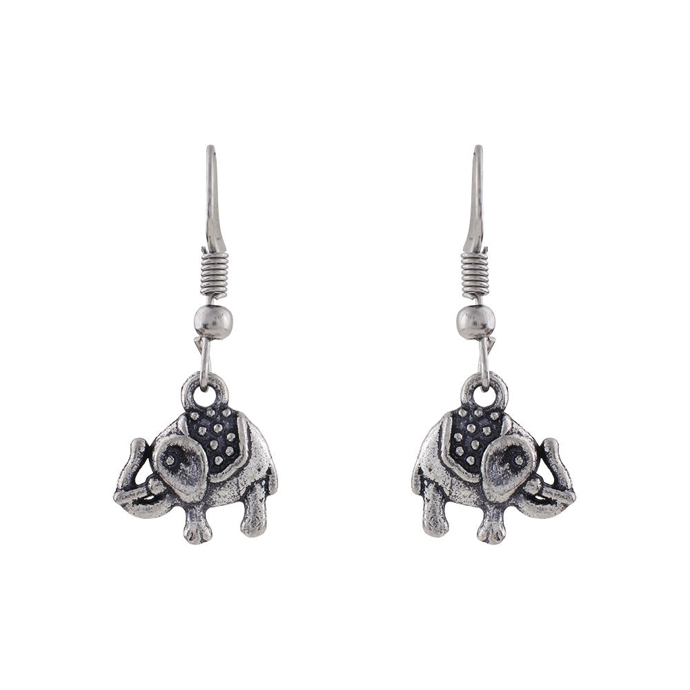 Royal Triple Bell Layered Jhumka Earring (Black) Trunk Tales dangler earrings (Silver) Combo set