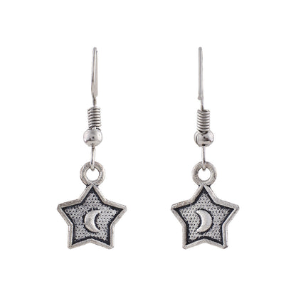 Royal Triple Bell Layered Jhumka Earring (Dark Maroon) You're a star dangler earrings (Silver) Combo set
