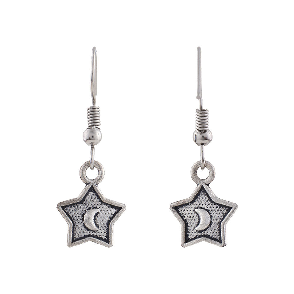Leaf Cascade jhumki earrings (Red) You're a star dangler earrings (Silver) Combo set
