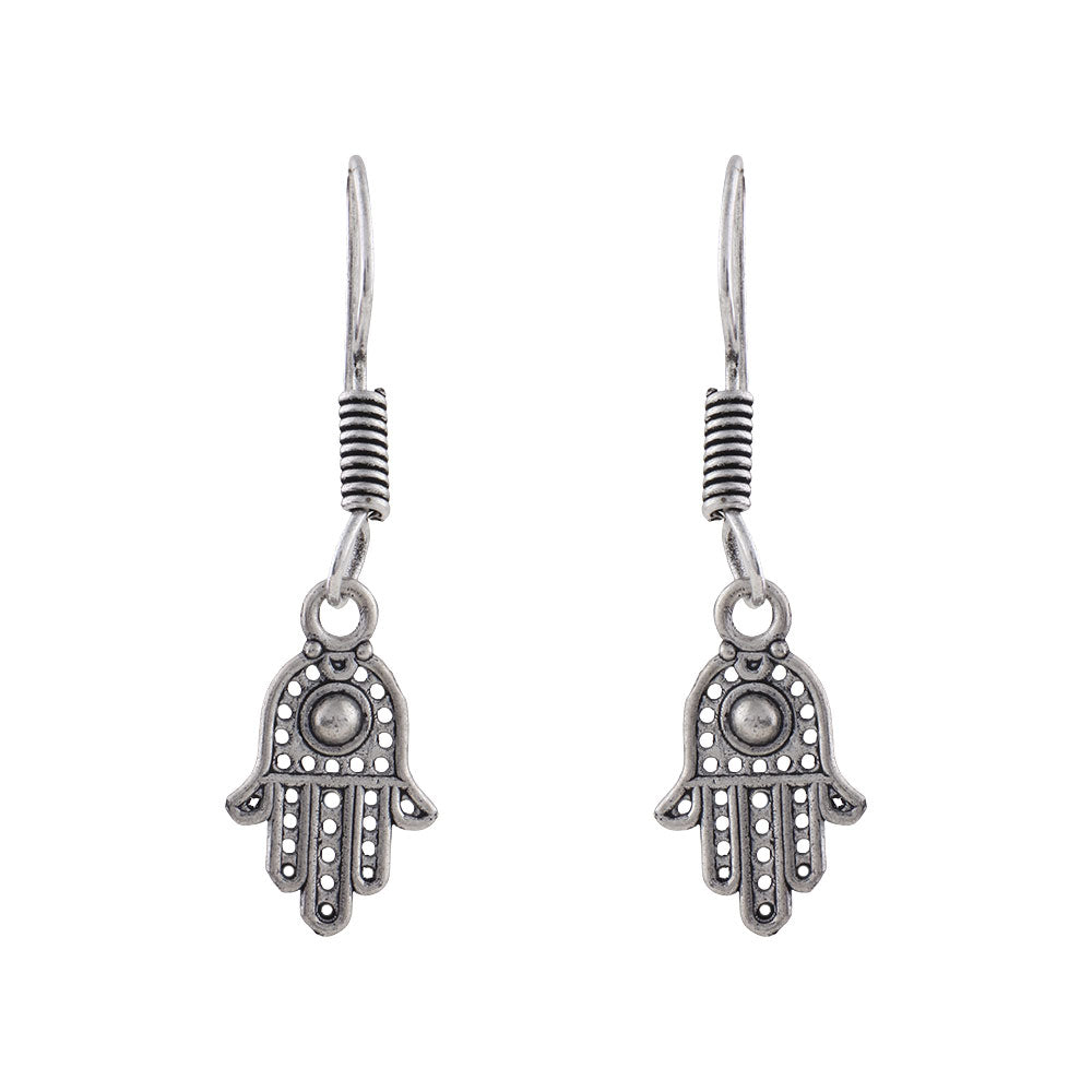 Royal Triple Bell Layered Jhumka Earring (Dark Maroon) Evil Eye guard dangler earrings (Silver) Combo set