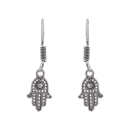 Royal Triple Bell Layered Jhumka Earring (Dark Maroon) Evil Eye guard dangler earrings (Silver) Combo set