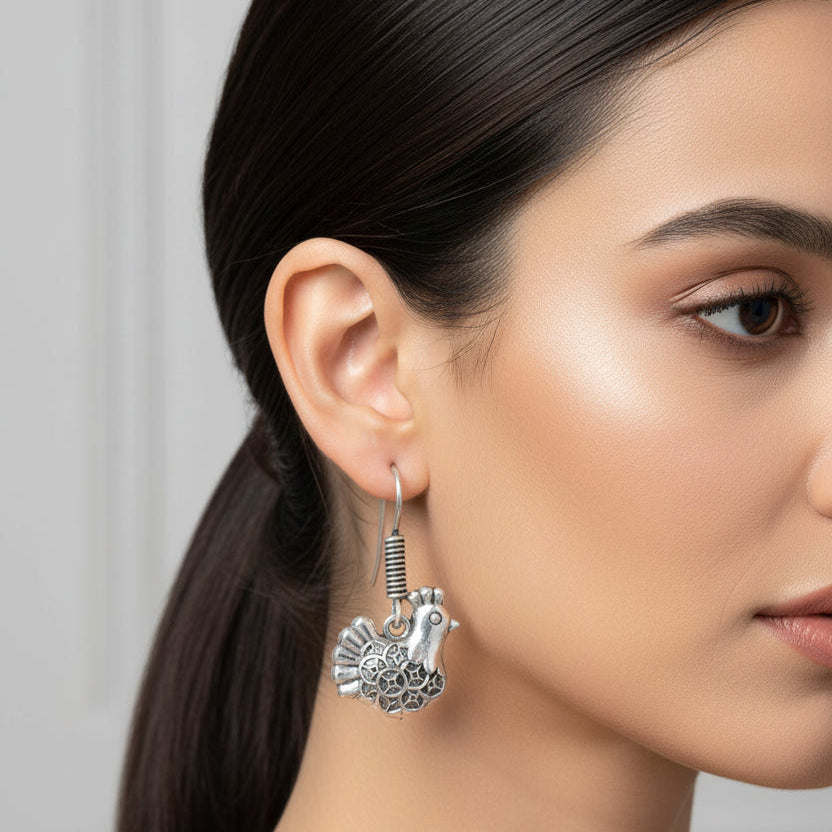 Carved Charm Dangler earrings &  Rooster radiance dangler earrings Combo set