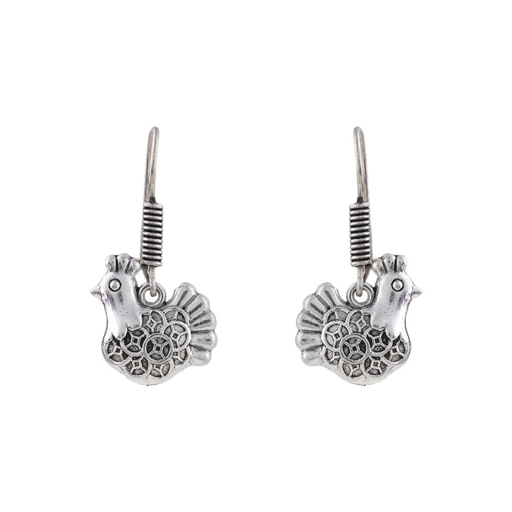 Royal Triple Bell Layered Jhumka Earring (Black) Rooster radiance dangler earrings (Silver) Combo set