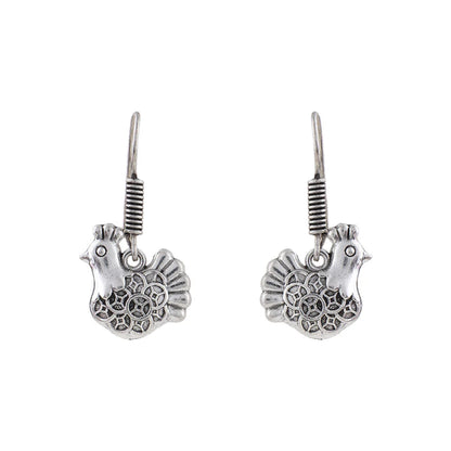 Royal Triple Bell Layered Jhumka Earring (Black) Rooster radiance dangler earrings (Silver) Combo set