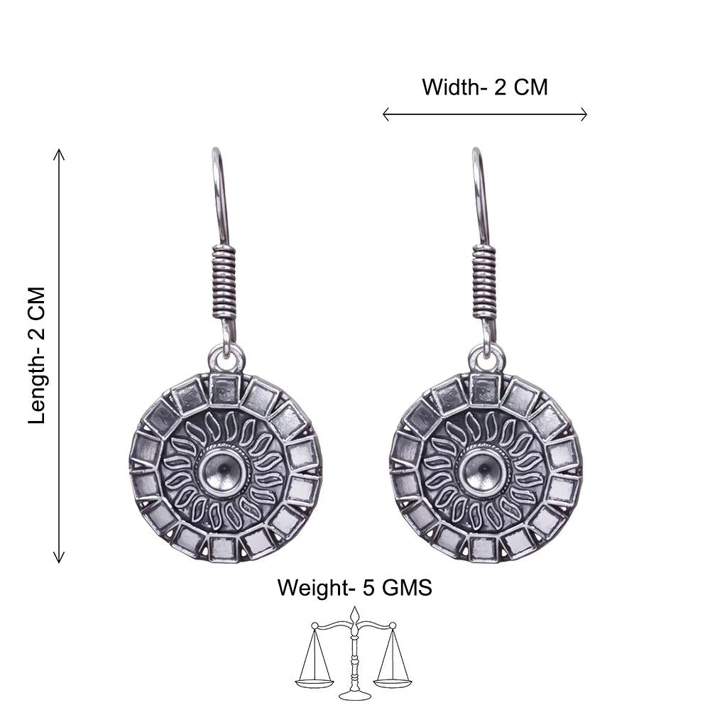 Peacock glow stone studded dangler & Sunrise Shaped Silver Polished Dangler set