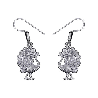 Carved Charm Dangler earrings (White) Peacock royale dangler earrings (Silver) Combo set