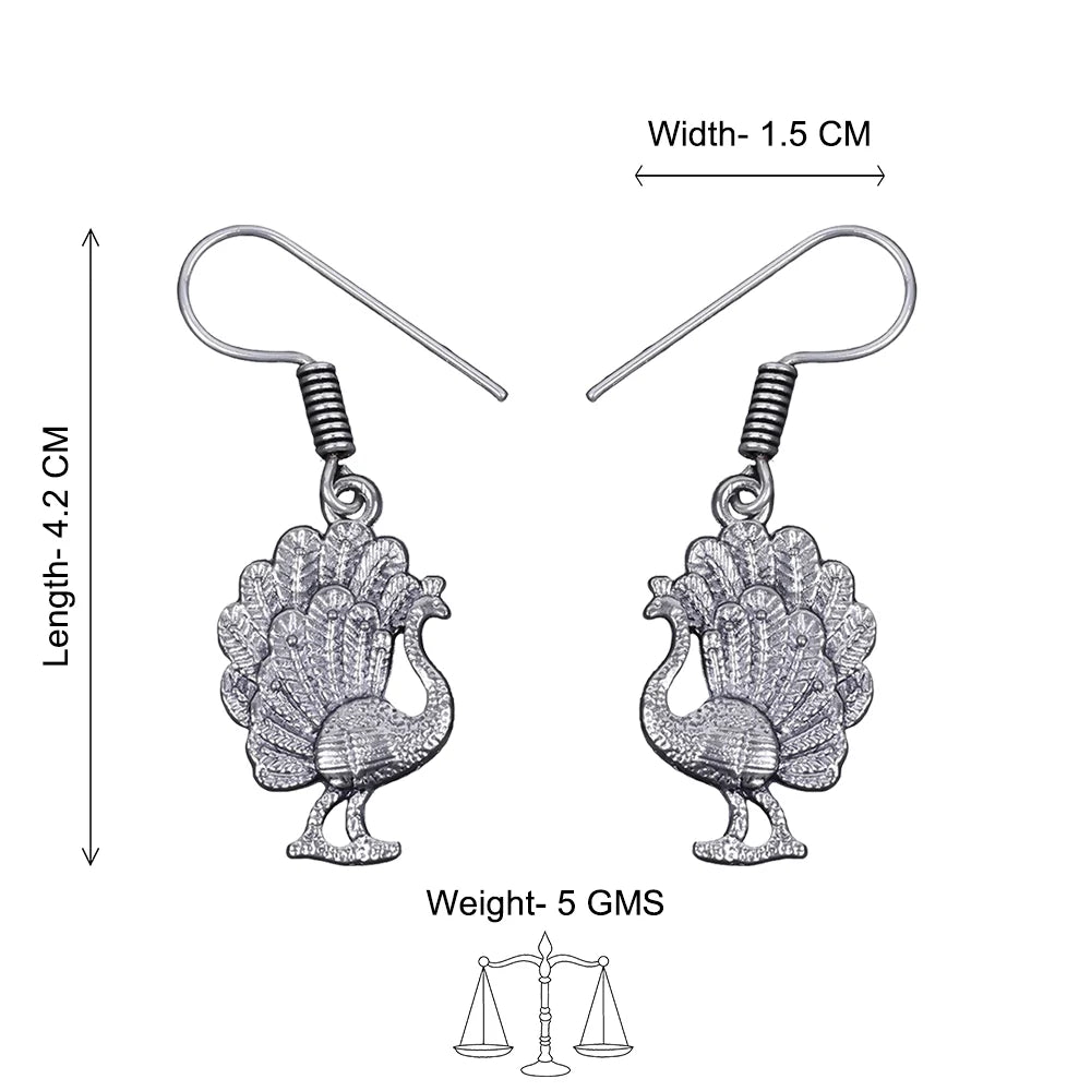 Kalash Kamal earring  Peacock royale dangler earrings (Silver) Combo set