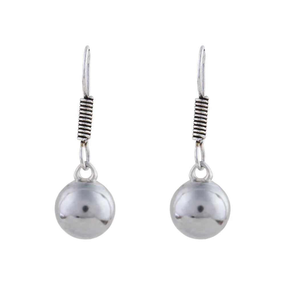 Carved Charm Dangler earrings (White) Sphere of grace dangler earrings (Silver) Combo set