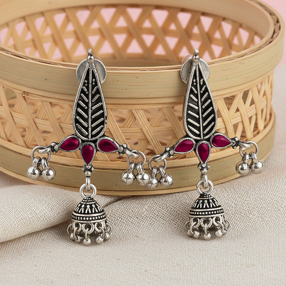 Nature's embrace jhumki earrings (Red)