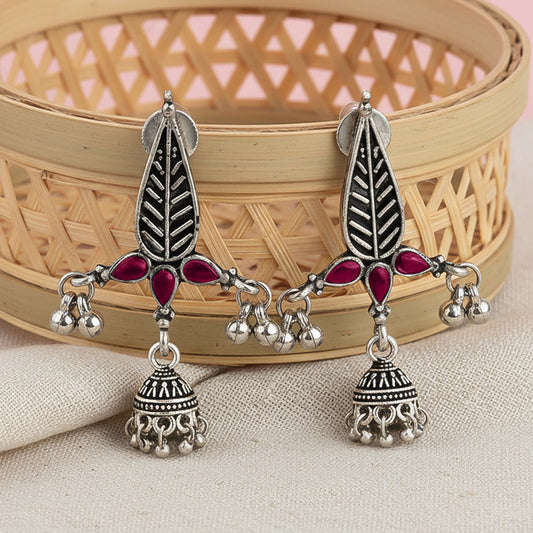 Nature's embrace jhumki earrings (Red)