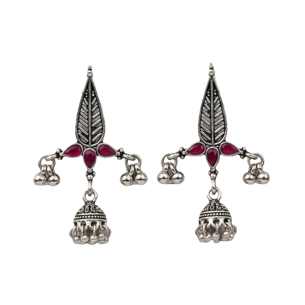 Nature's embrace jhumki earrings (Red)