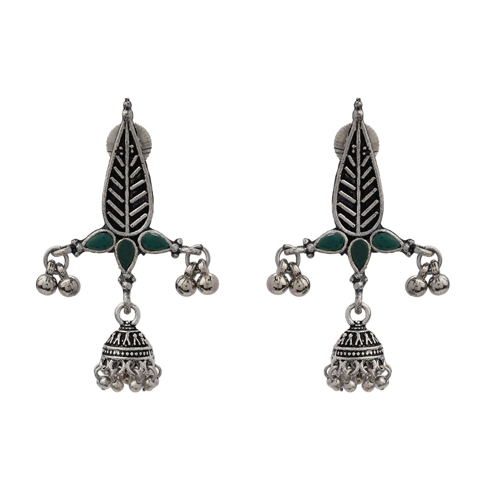 Nature's embrace jhumki earrings (Green)