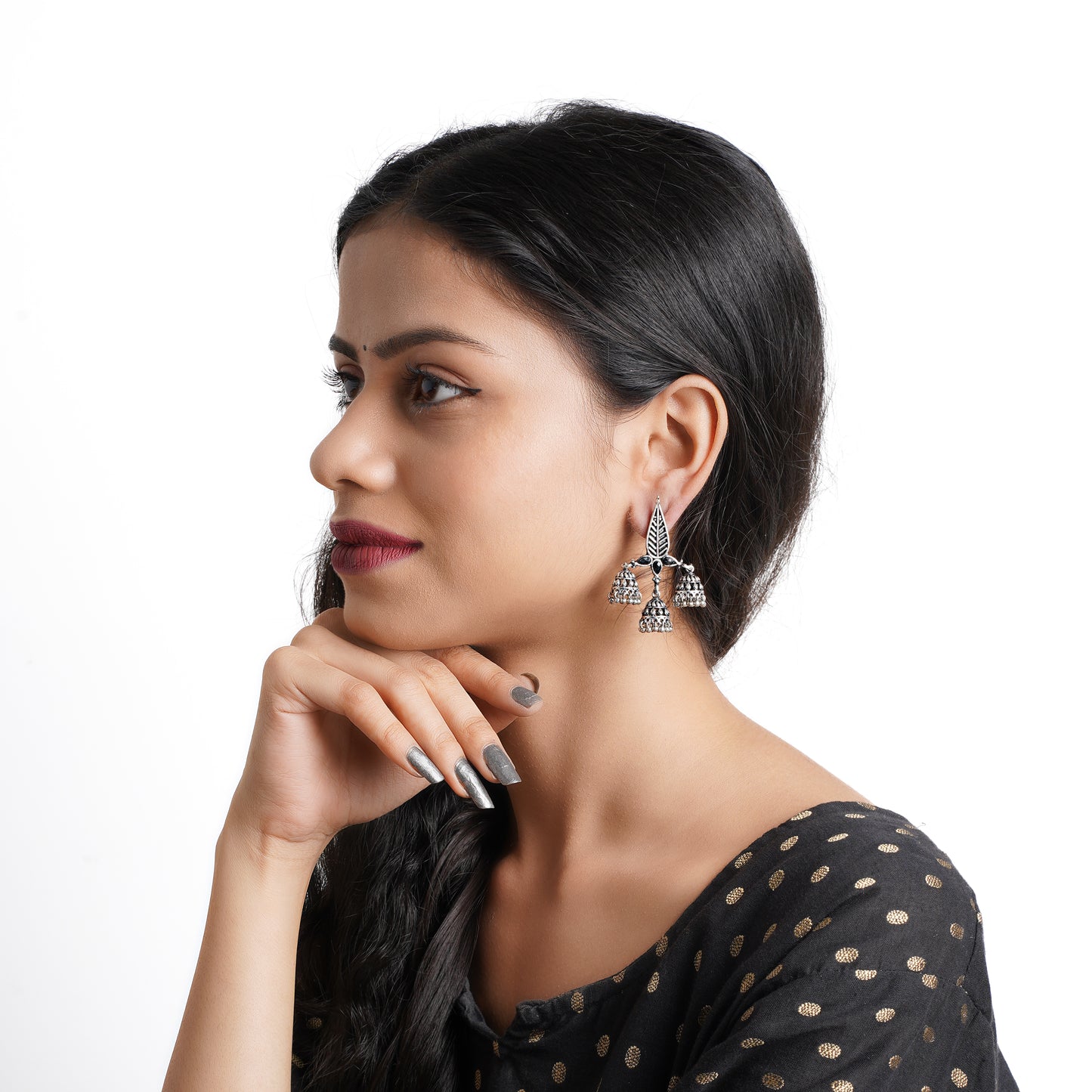 Nature's embrace jhumki earrings (Black)