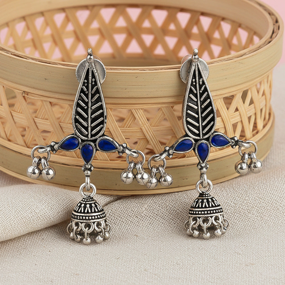 Nature's embrace jhumki earrings (Blue)