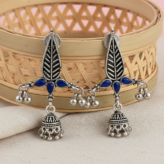 Nature's embrace jhumki earrings (Blue)