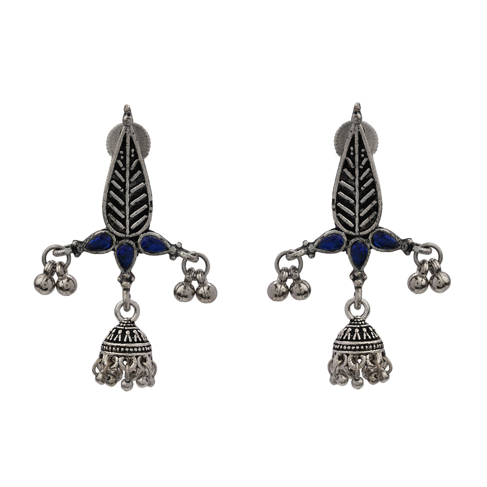 Nature's embrace jhumki earrings (Blue)