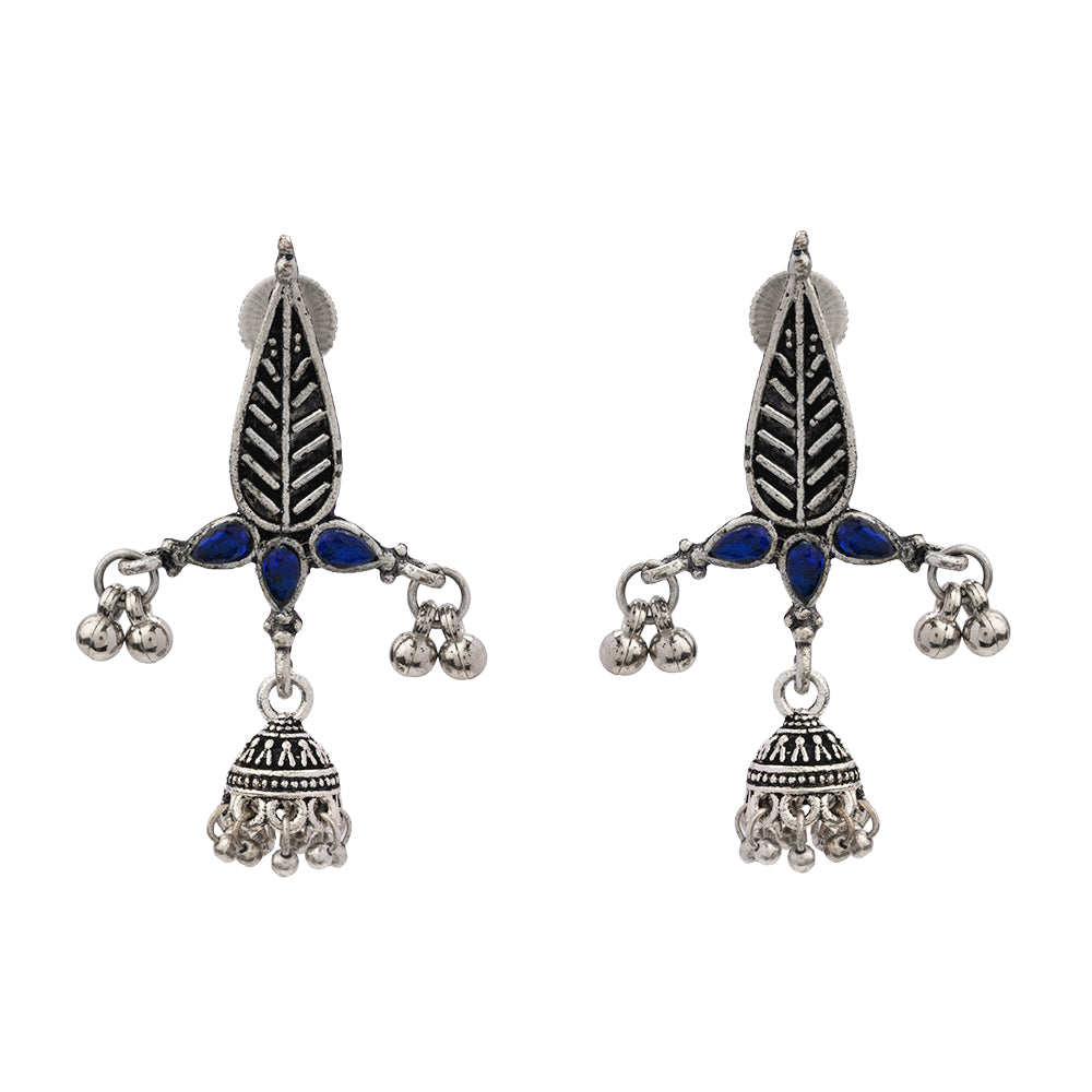 Nature's embrace jhumki earrings (Blue)