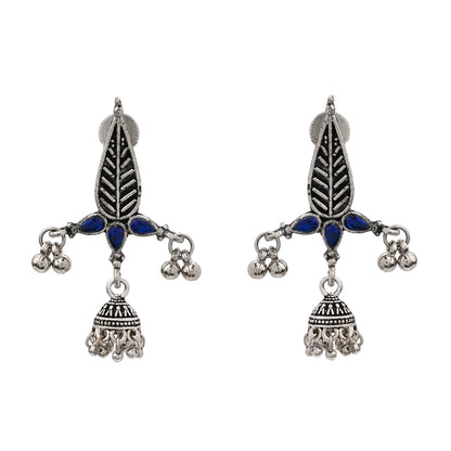 Nature's embrace jhumki earrings (Blue)