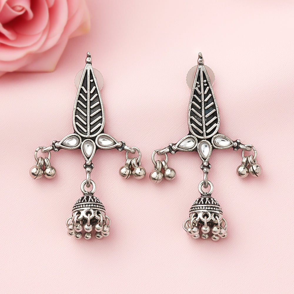 Nature's embrace jhumki earrings (White)