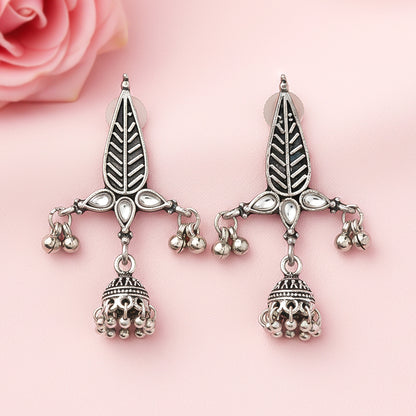 Nature's embrace jhumki earrings (White)