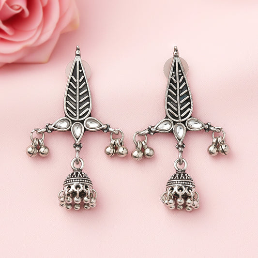 Nature's embrace jhumki earrings (White)