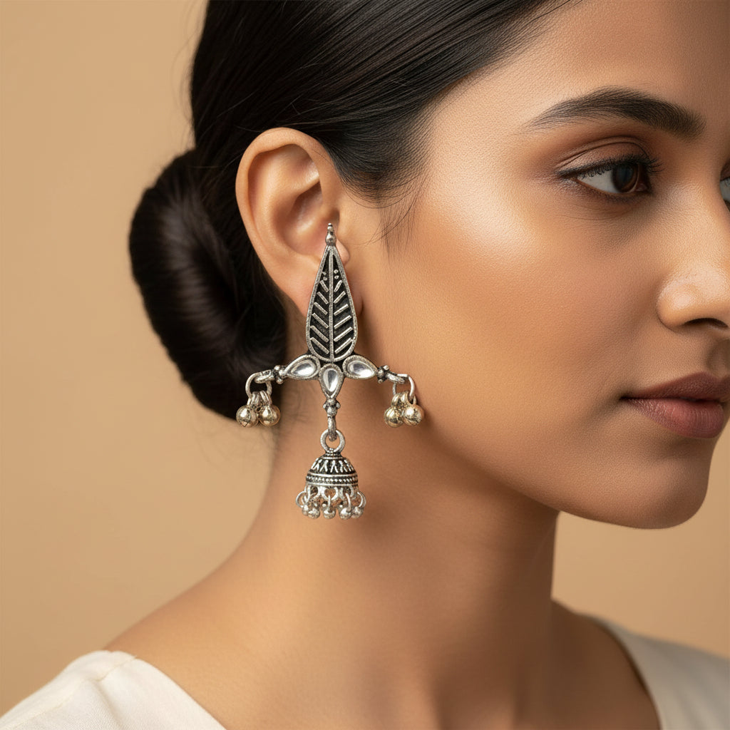 Nature's embrace jhumki earrings (White)