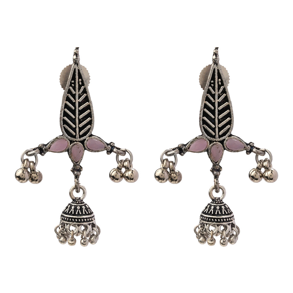 Nature's embrace jhumki earrings (Baby Pink)