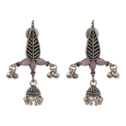 Nature's embrace jhumki earrings (Baby Pink)