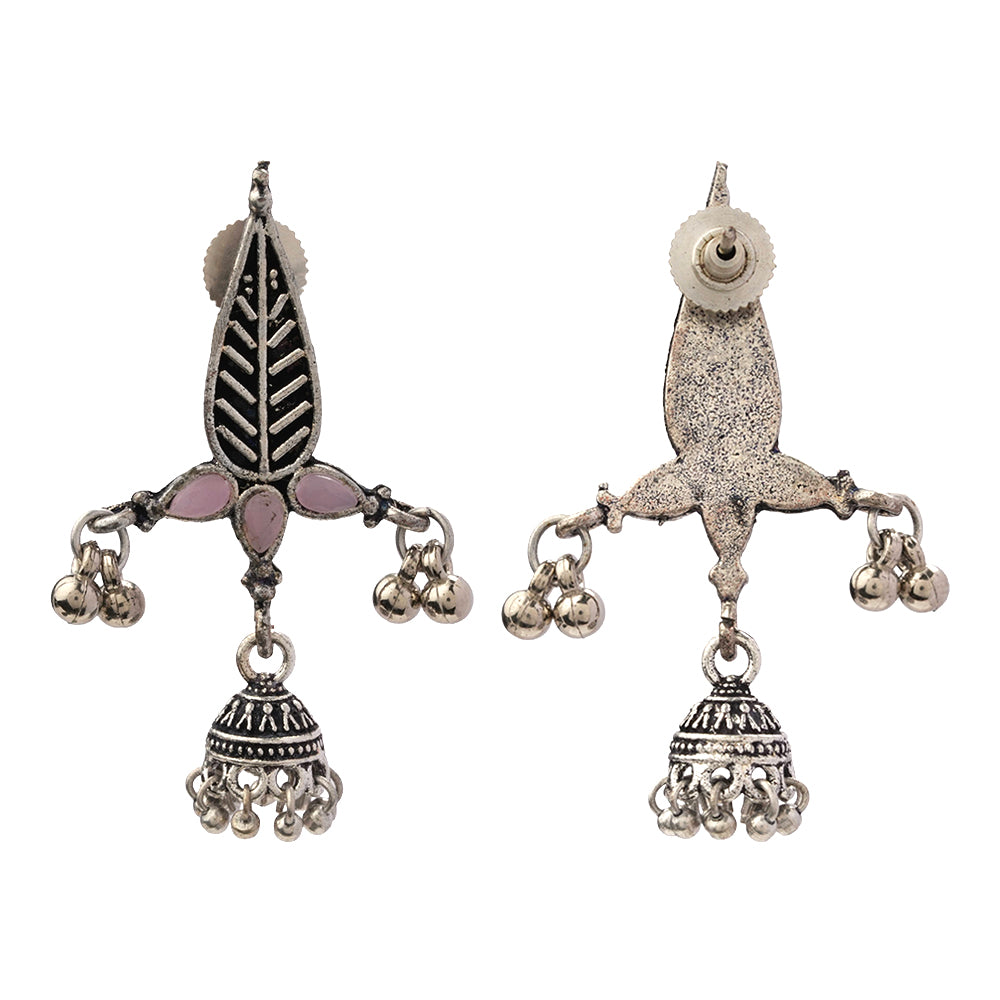 Nature's embrace jhumki earrings (Baby Pink)