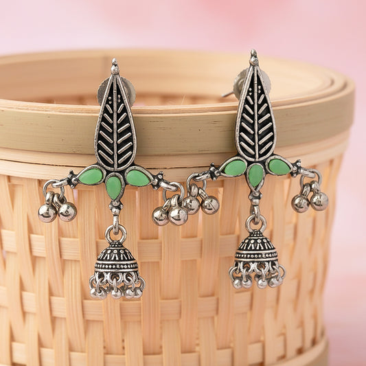 Nature's embrace jhumki earrings (Pista)