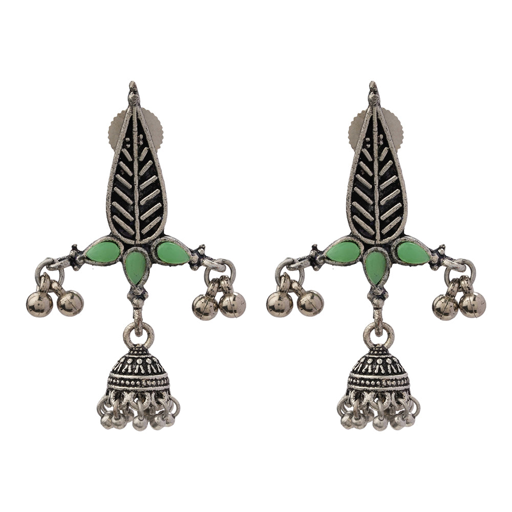 Nature's embrace jhumki earrings (Pista)