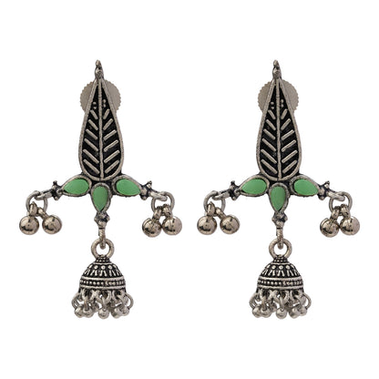 Nature's embrace jhumki earrings (Pista)