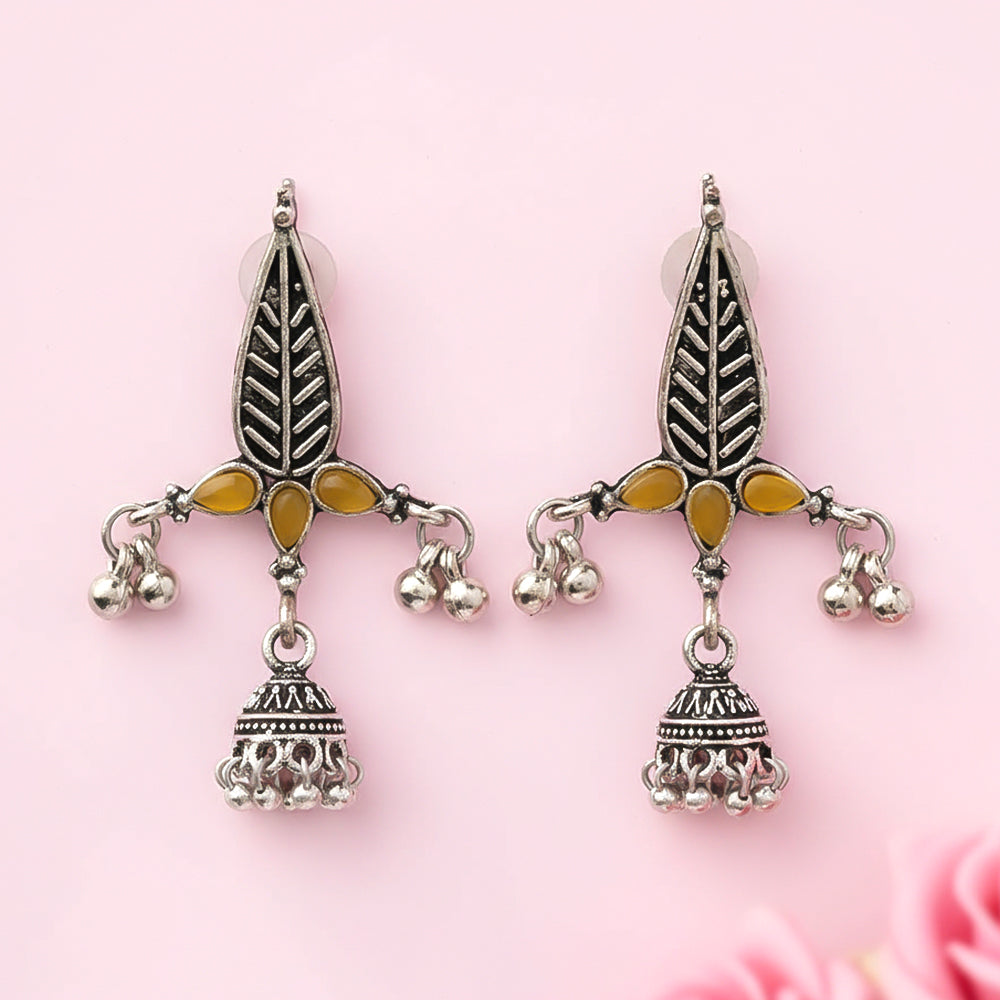 Nature's embrace jhumki earrings (Yellow)
